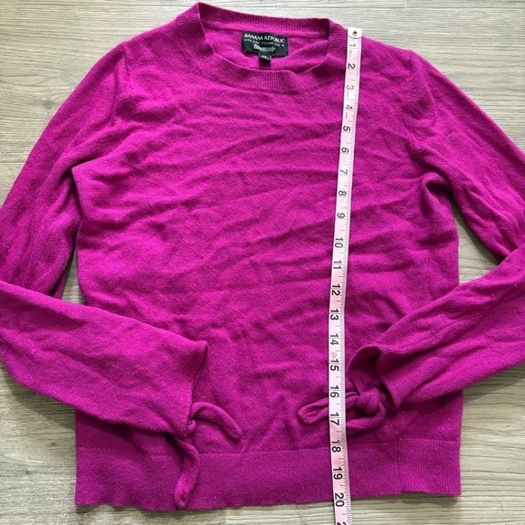 BANANA REPUBLIC Women’s Pink Merino Wool Cashmere Blend Sweater Size XS Tie - Picture 7 of 9